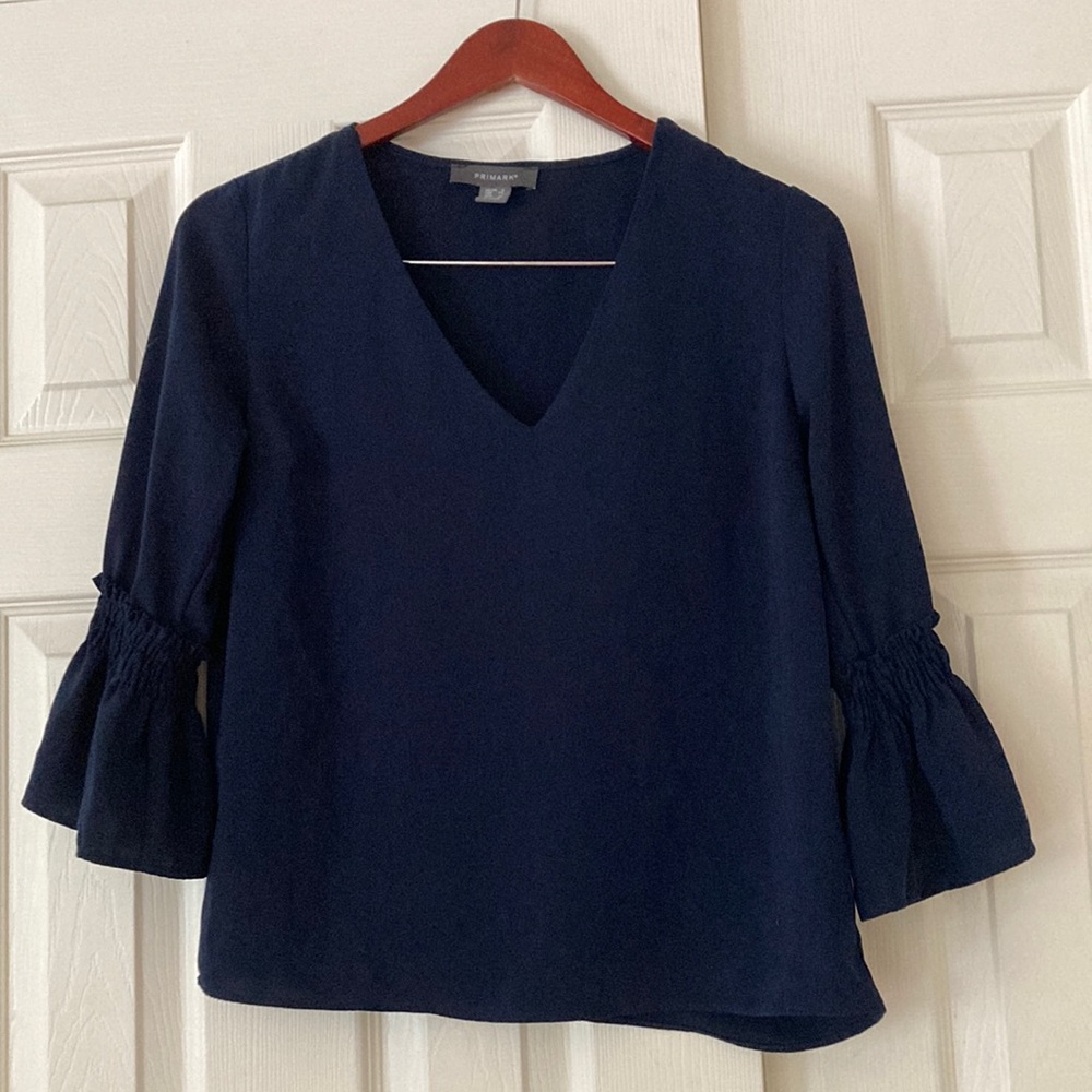 Navy Blue Flowy Blouse